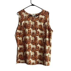 Maggie Barnes Women's Pullover Sleeveless 16W All Over Zebra Print Safari
